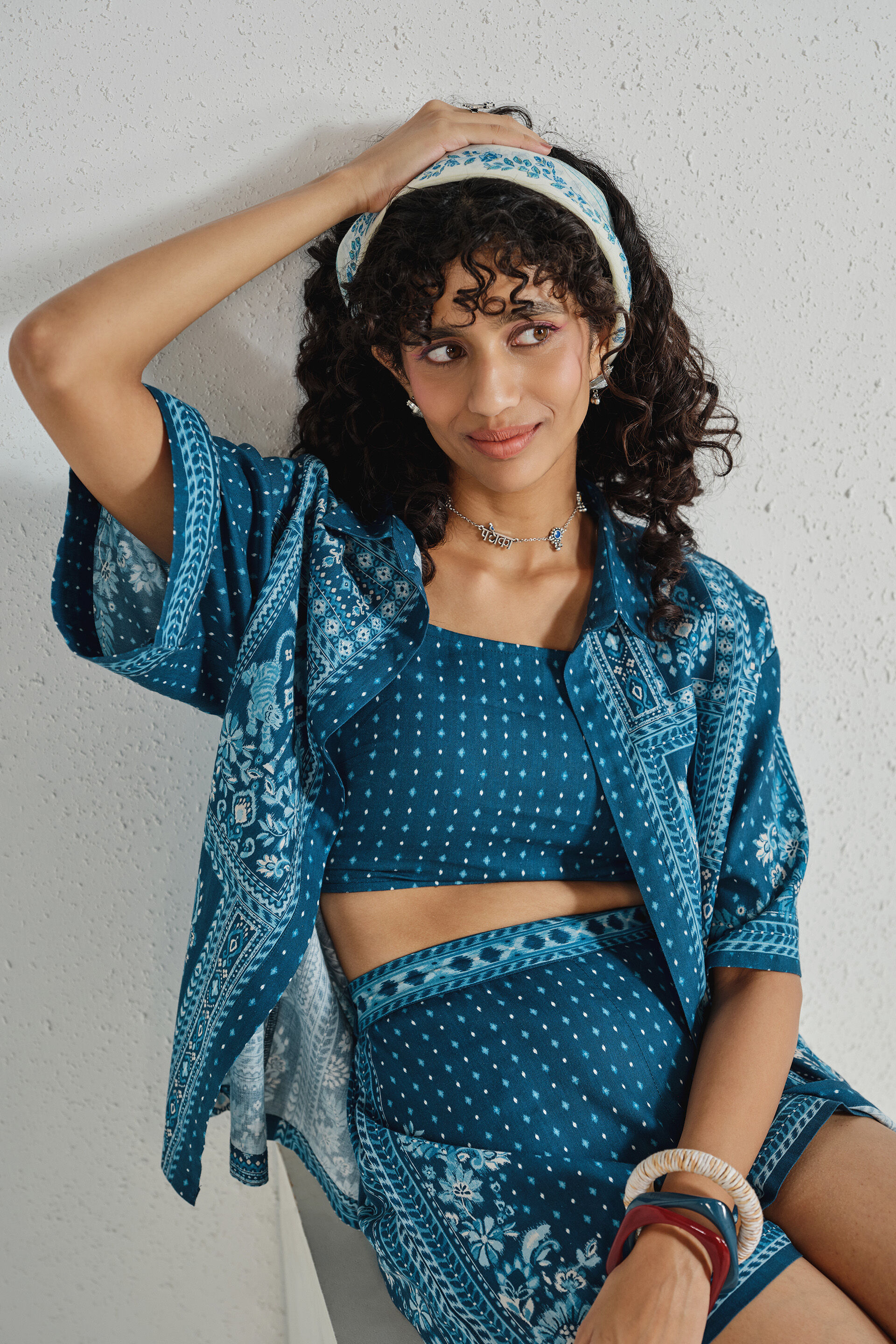 Indigo Cotton Co-ord Set, Indigo, image 3